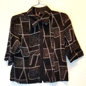Ya Lu Fu Shi Tops L Blouse Embroidered Button Down Crop Shirt Neo Chinese Black